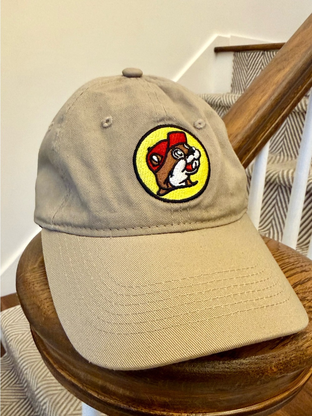 Adult Buc-ee’s Beaver Khaki Baseball Cap with Embroidered Character